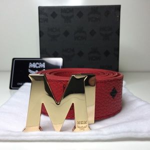 Authentic Red MCM w/ golden M (non-reversible)